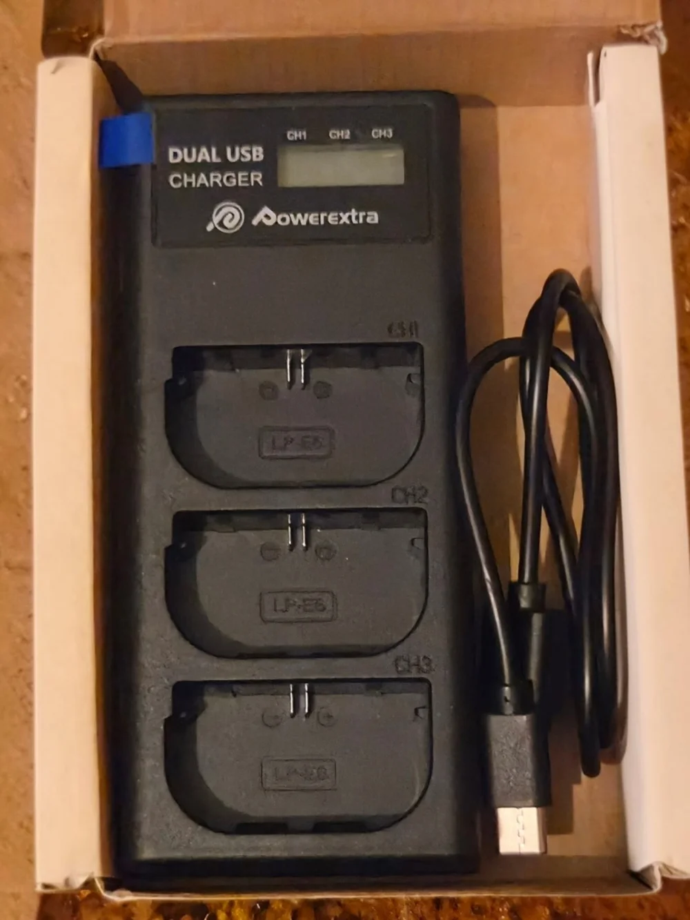 ​Powerextra LP-E6 Battery Charger & 3 Li-ion Battery Pack Set Canon Compatible *